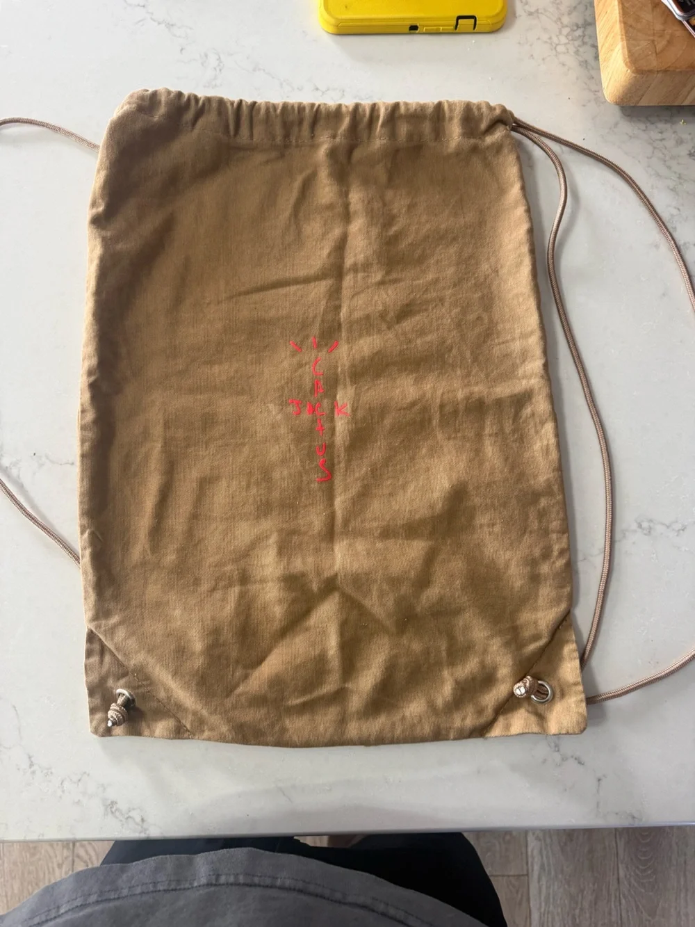 Jordan Tan Drawstring Backpack with Red Jumpman